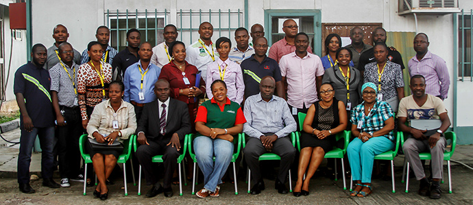 Group photograph of trained peer educators and staffs of NiBUCAA