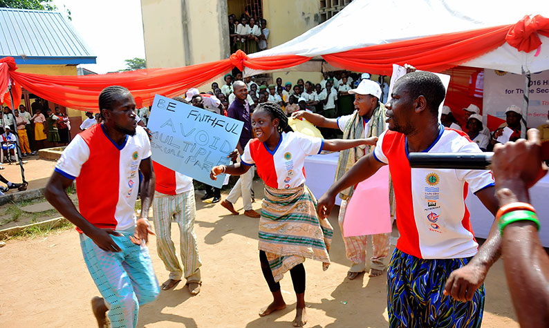 Cultural troupe in a dance drama at Dolphine Senior High School Total Empowerment event